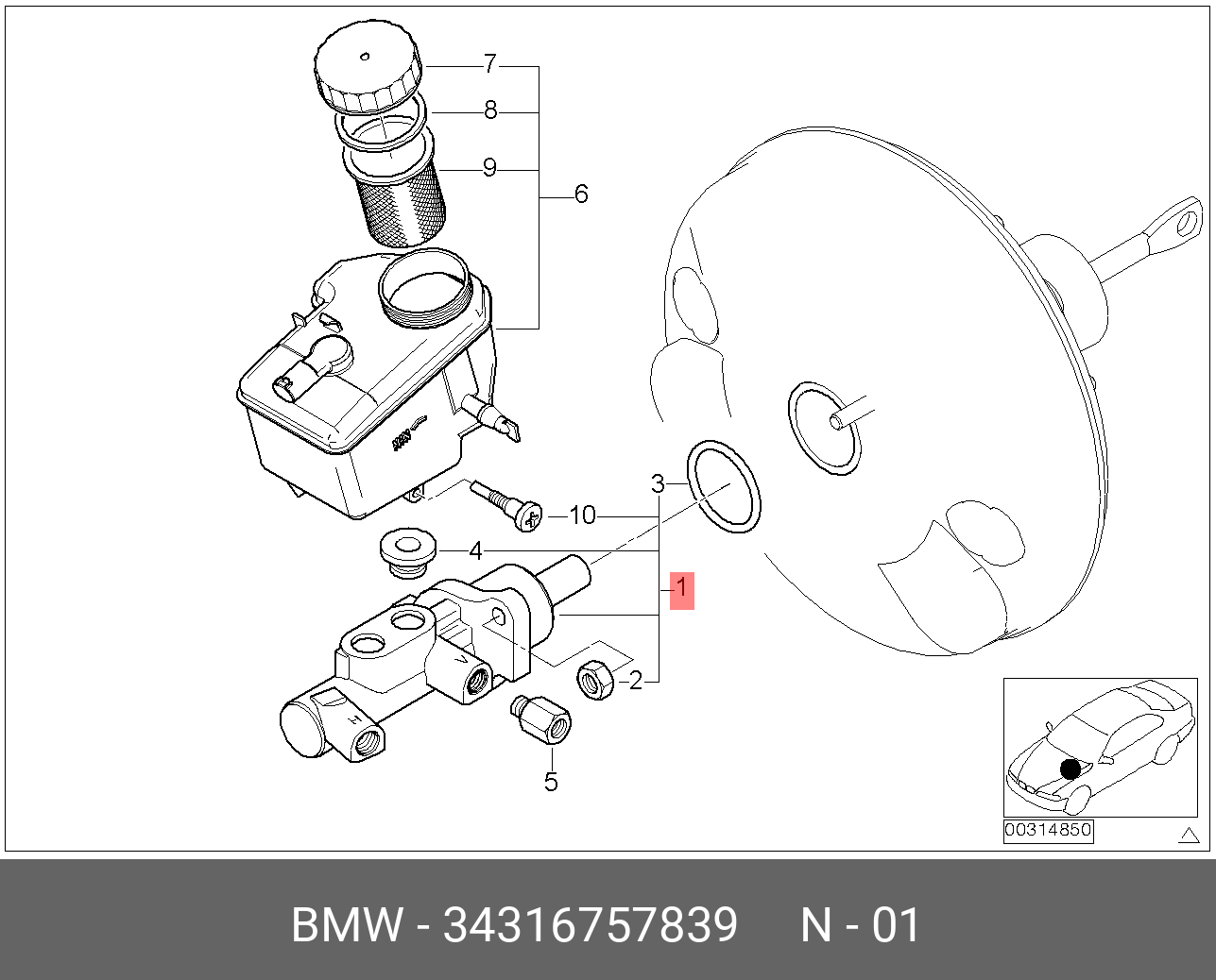 34316757839 BMW Главный тормозной цилиндр