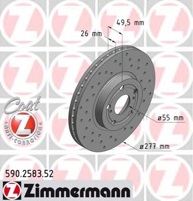 590258352 ZIMMERMANN Перфорированный тормозной диск Sport:Z