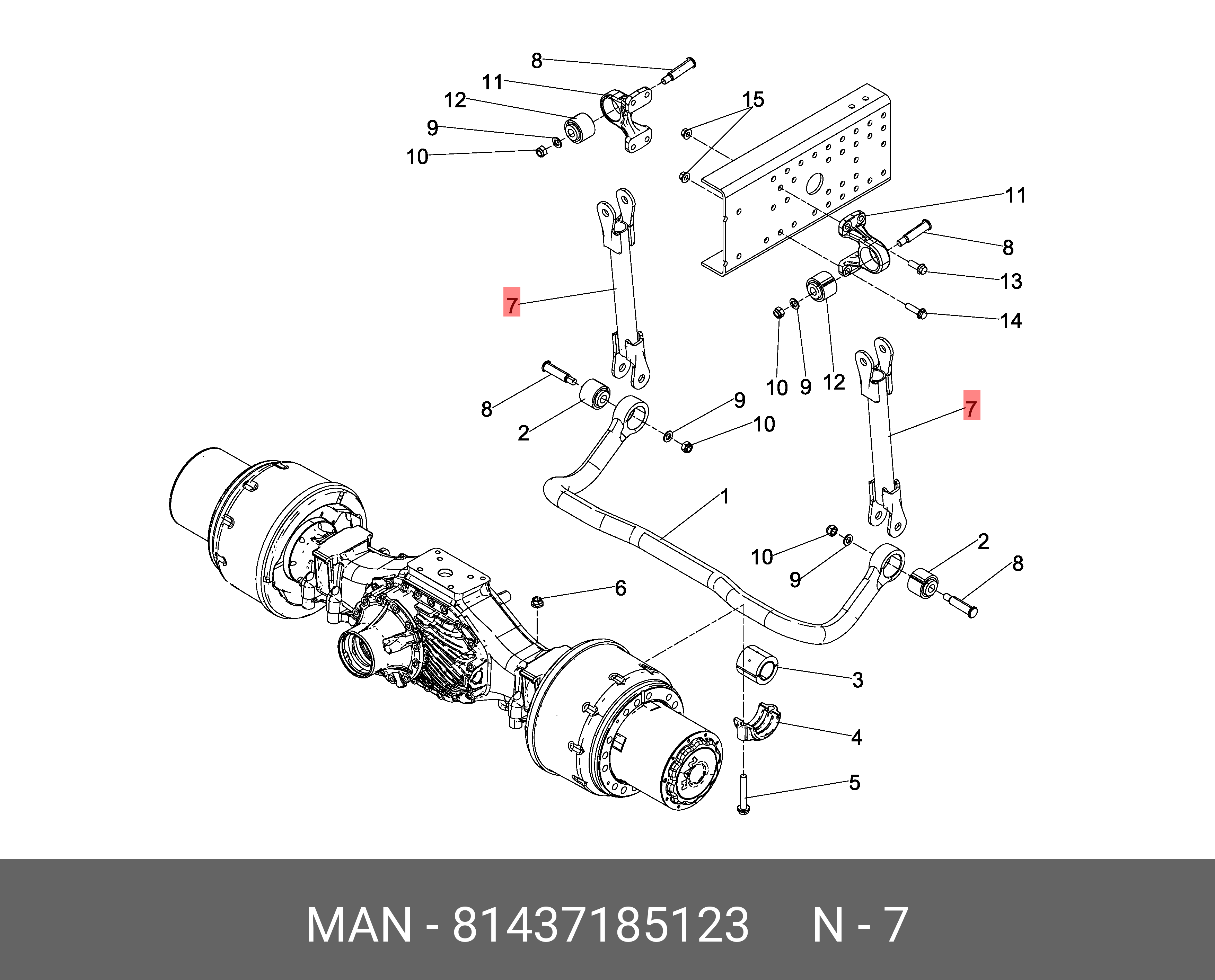 81437185123 MAN опора стабилизатора 550MM 81.43718-5123