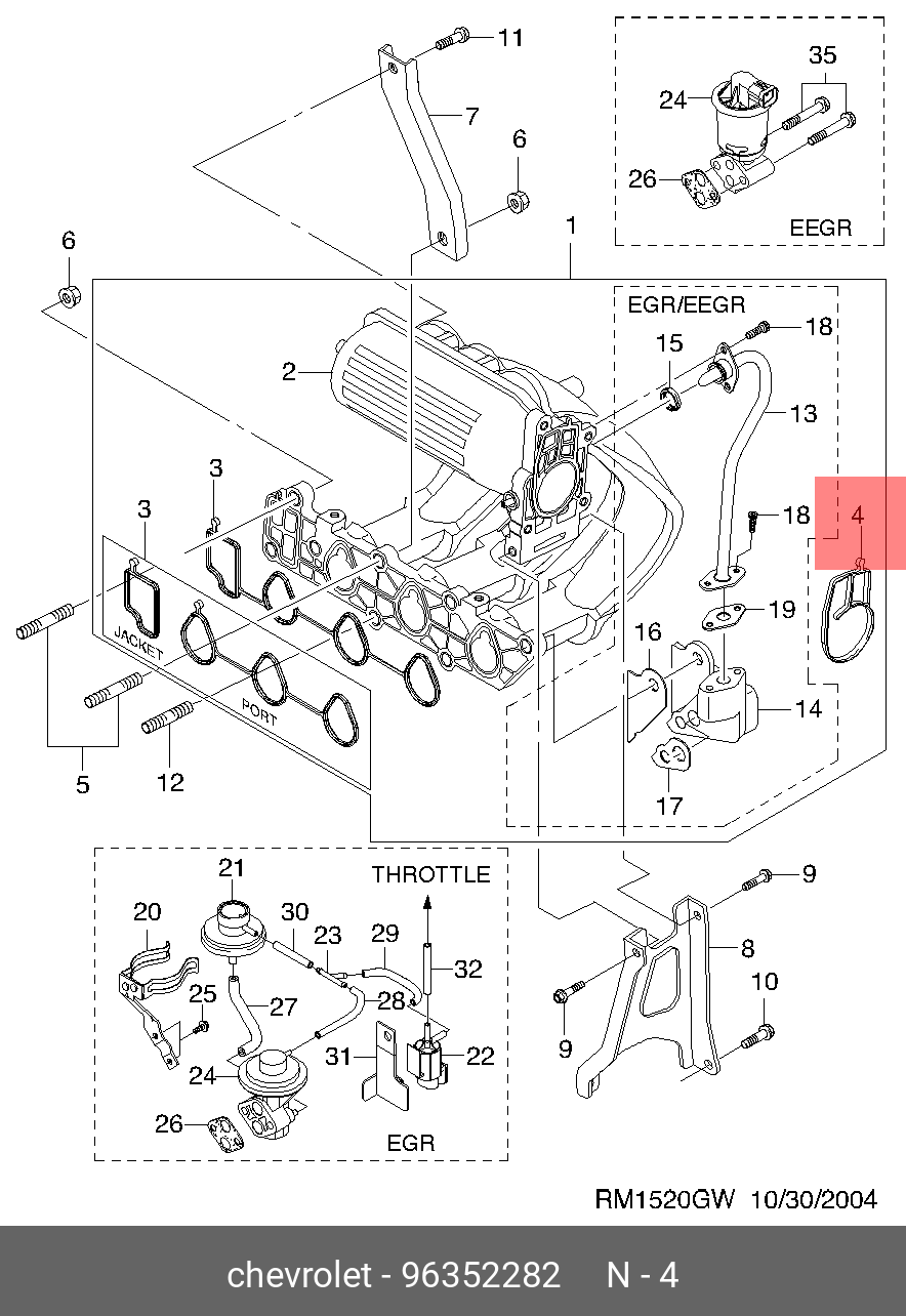 96352282 DAEWOO Прокладка дроссельной заслонки Chevrolet Matiz II 0.8 96352282 DAEWOO Прокладка дроссельной заслонки Chevrolet Matiz II 0.8