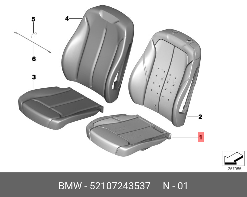 52107243537 BMW Деталь набивки для базового сиденья