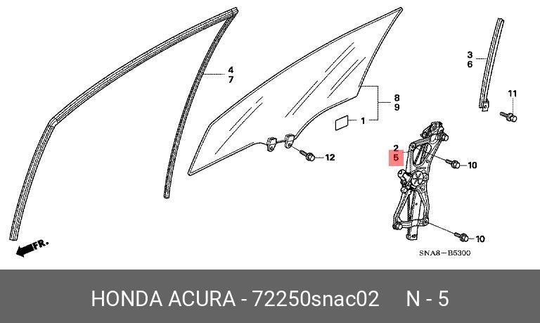 72250SNAC02 HONDA REGULATOR ASSY., L. FR. DOOR POWER