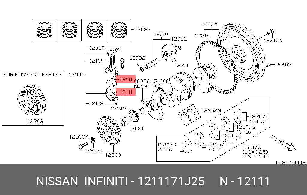 1211171J25 NISSAN Вкладыши шатунные