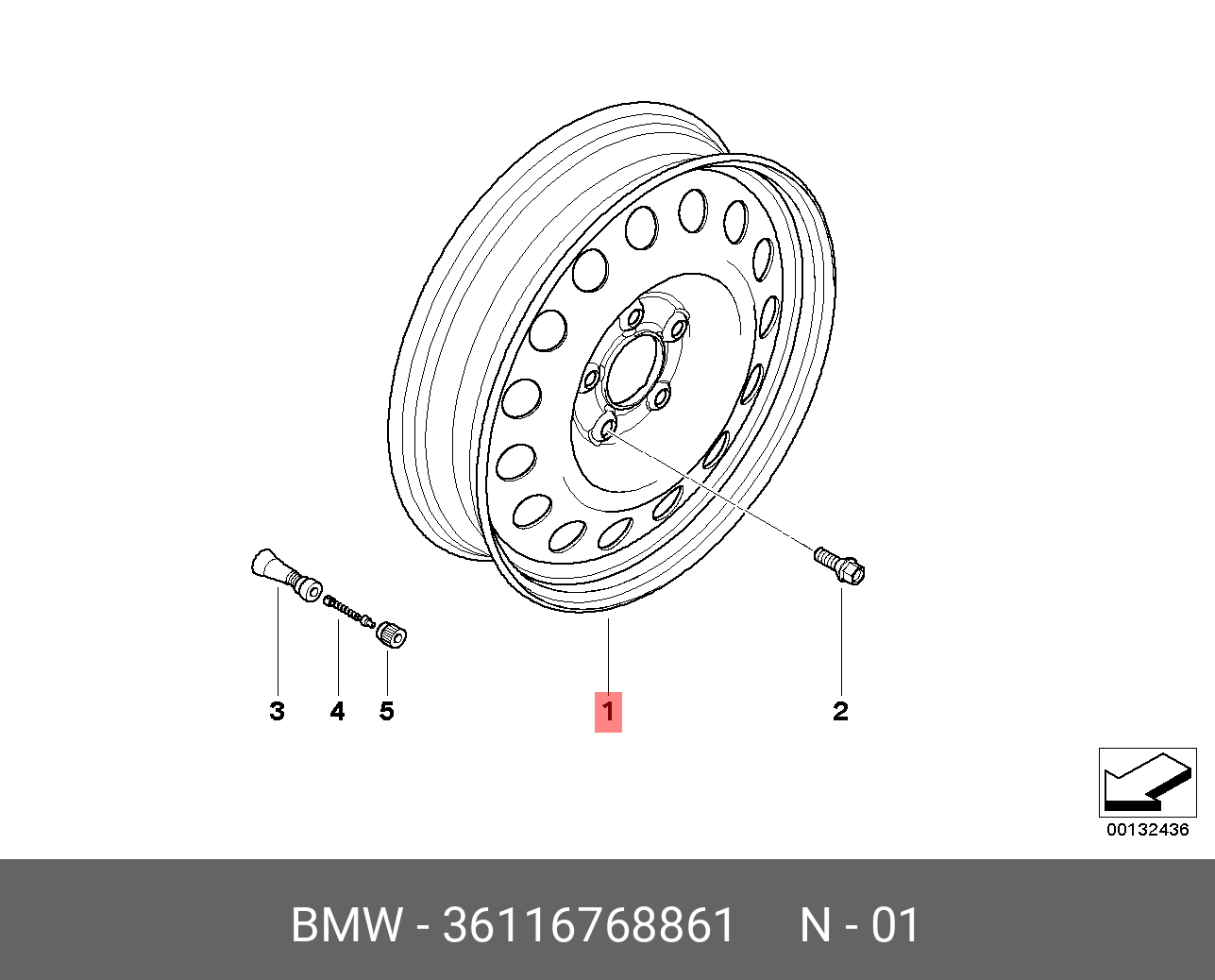 36116768861 BMW Диск запасного колеса стальной черный