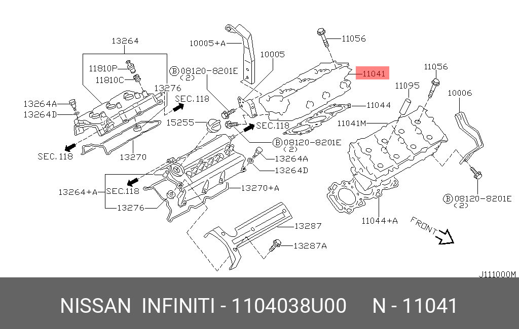 1104038U00 NISSAN Головка блока цилиндров