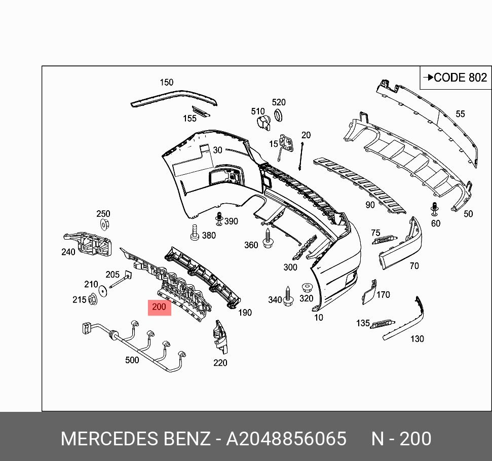 A2048856065 MERCEDES-BENZ ОПОРА БАМПЕРА