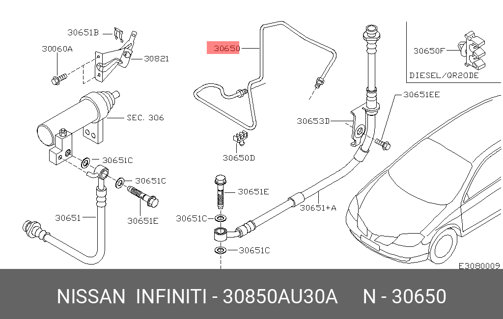 30850AU30A NISSAN Трубка привода сцепления
