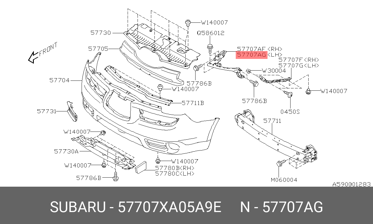 57707XA05A9E SUBARU КРОНШТЕЙН БАМПЕРА
