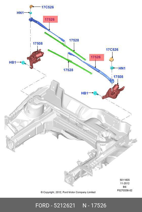 5212621 FORD Поводок правого очистителя лобового стекла