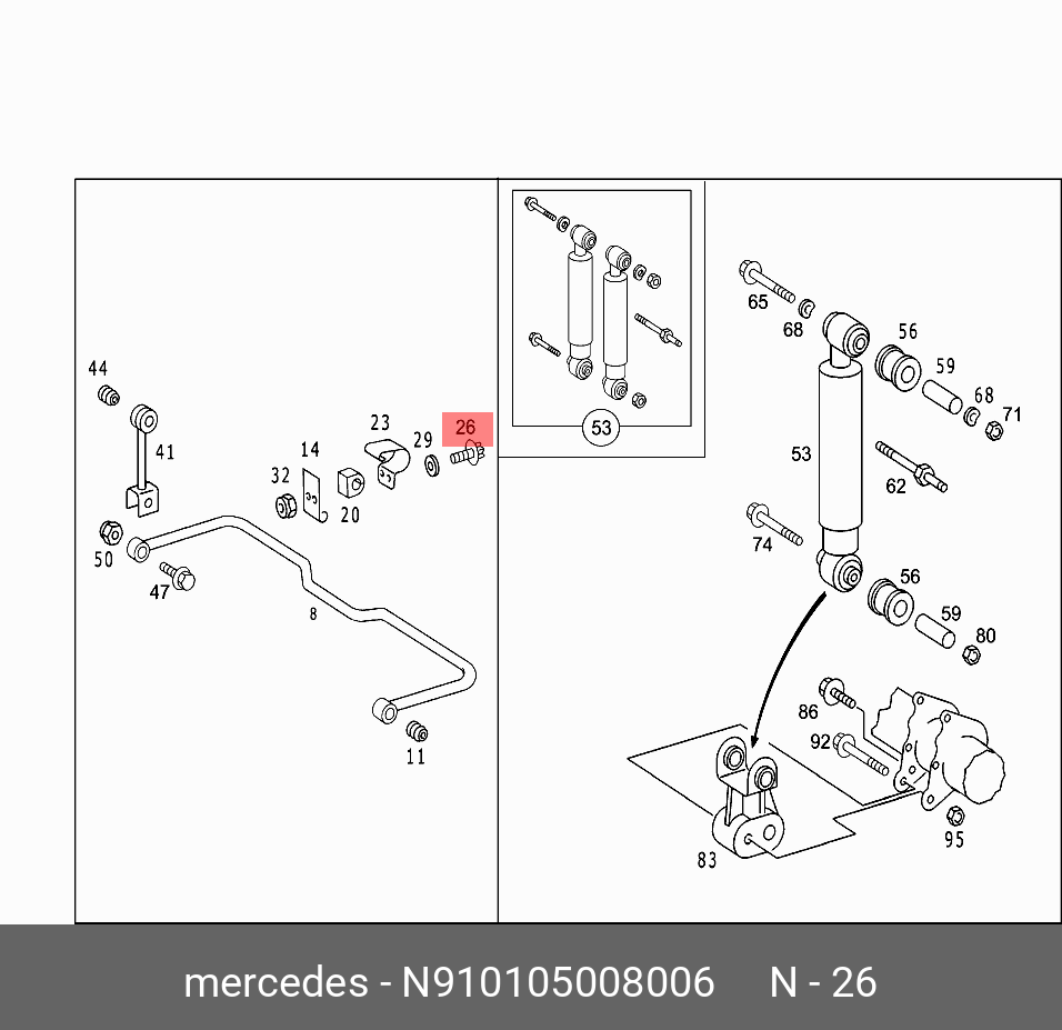 N910105008006 MERCEDES-BENZ болт с шестигр. головкой (КРОНШТЕЙН НА ДЕРЖАТЕЛЕ)