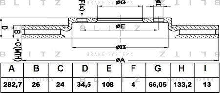 BS0167 BLITZ Диск тормозной