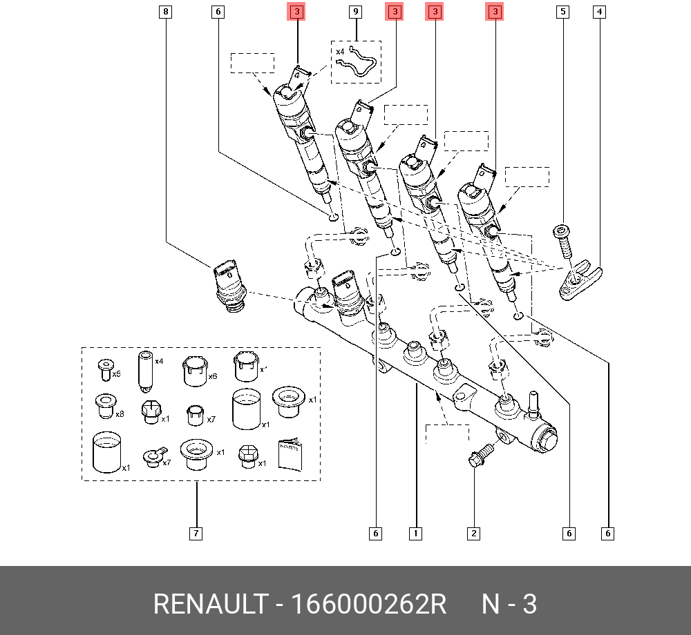 166000262R RENAULT Форсунка топливная Рено Laguna/Trafic 1.9
