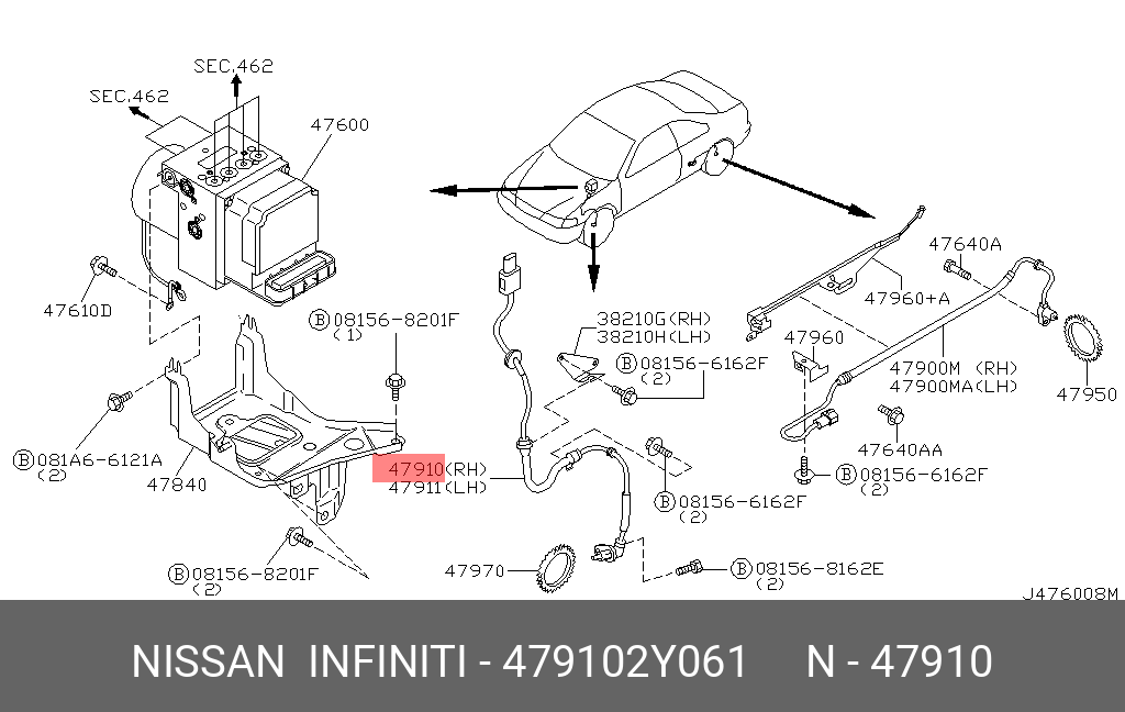 479102Y061 NISSAN ДАТЧИК ПРОТИВОЗАНОСНОЙ СИСТЕМЫ