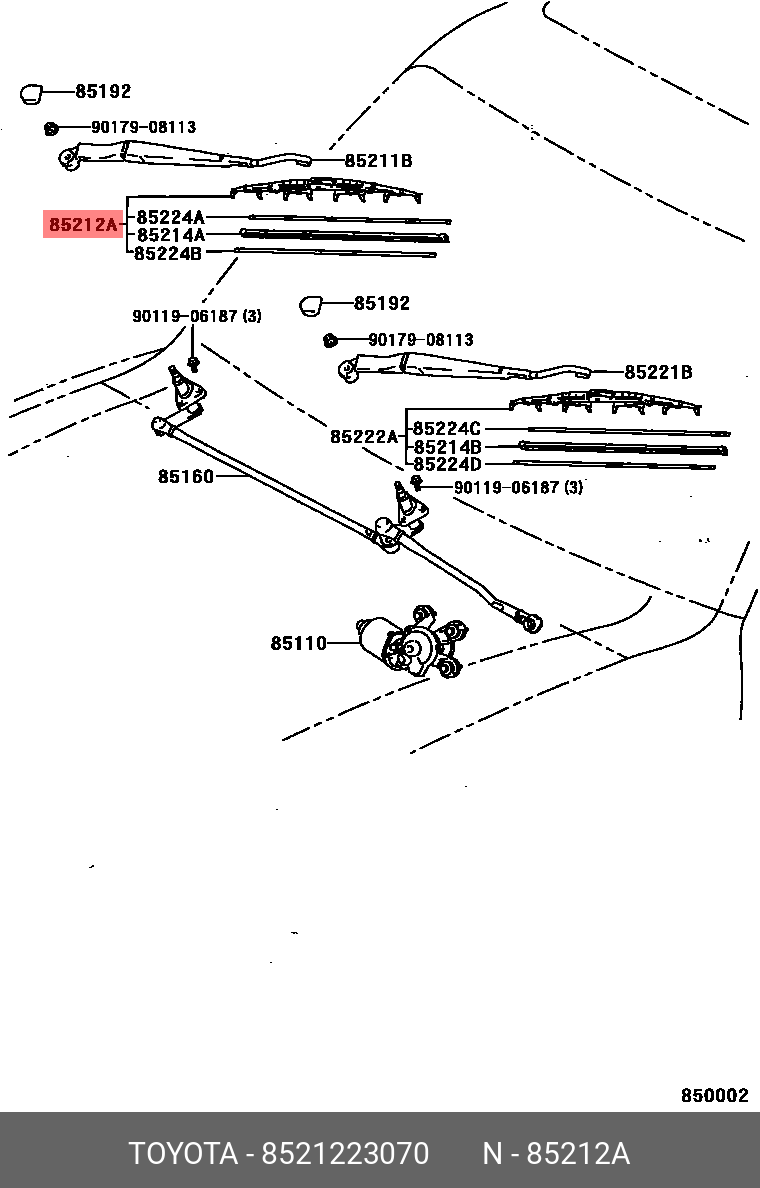 8521223070 TOYOTA ЩЕТКА СТЕКЛООЧИСТИТЕЛЯ