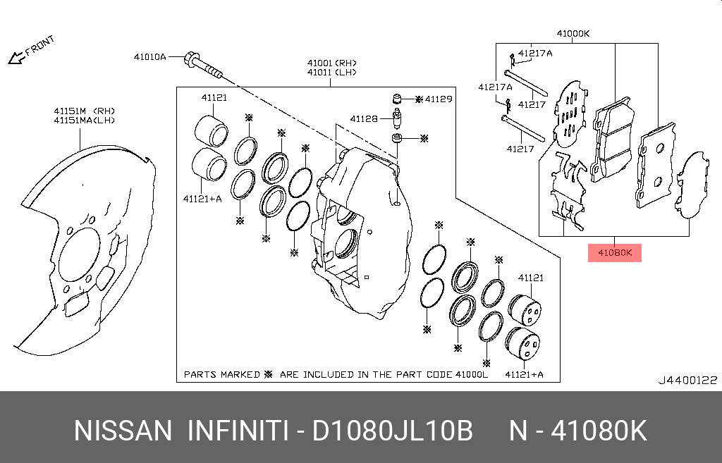 D1080JL10B NISSAN ТОРМОЗНЫЕ ПЛАСТИНЫ