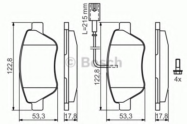 0986424597 BOSCH Комплект тормозных колодок, дисковый тормоз