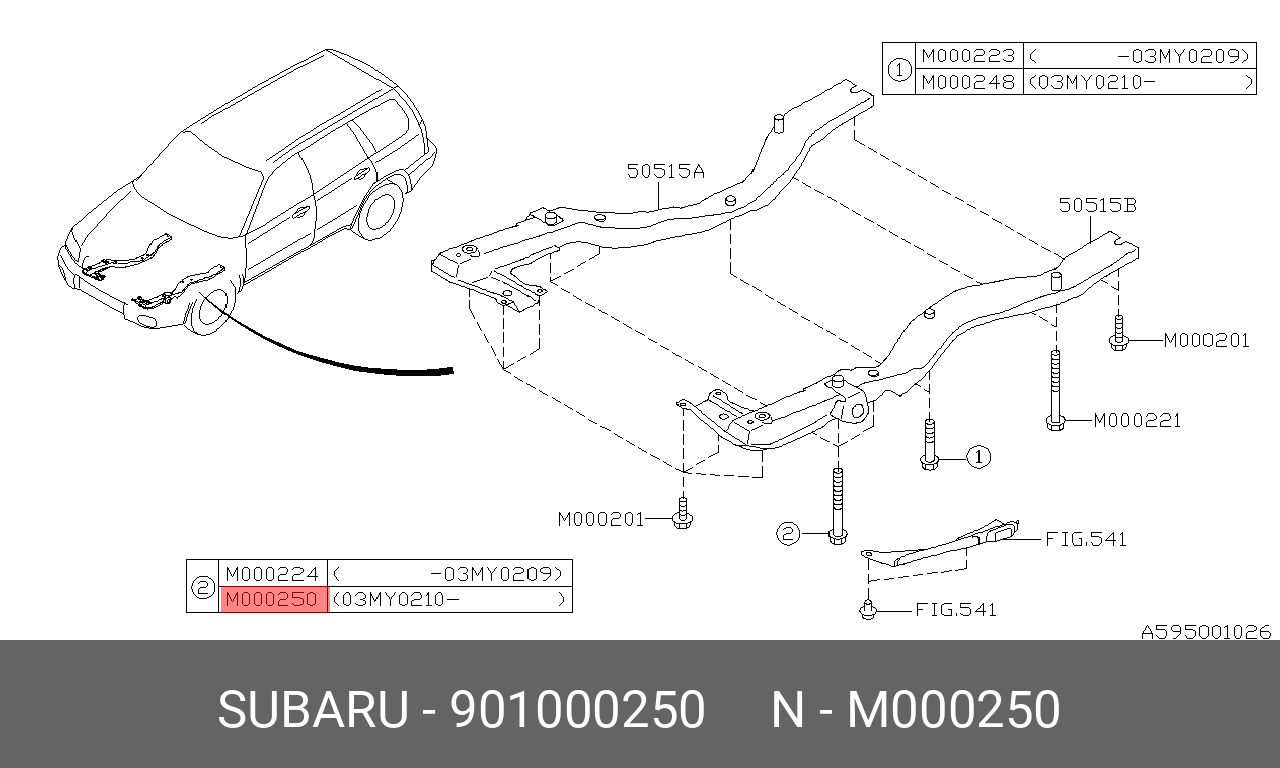 901000250 SUBARU БОЛТ С ШЕСТИГРАННОЙ ГОЛОВКОЙ