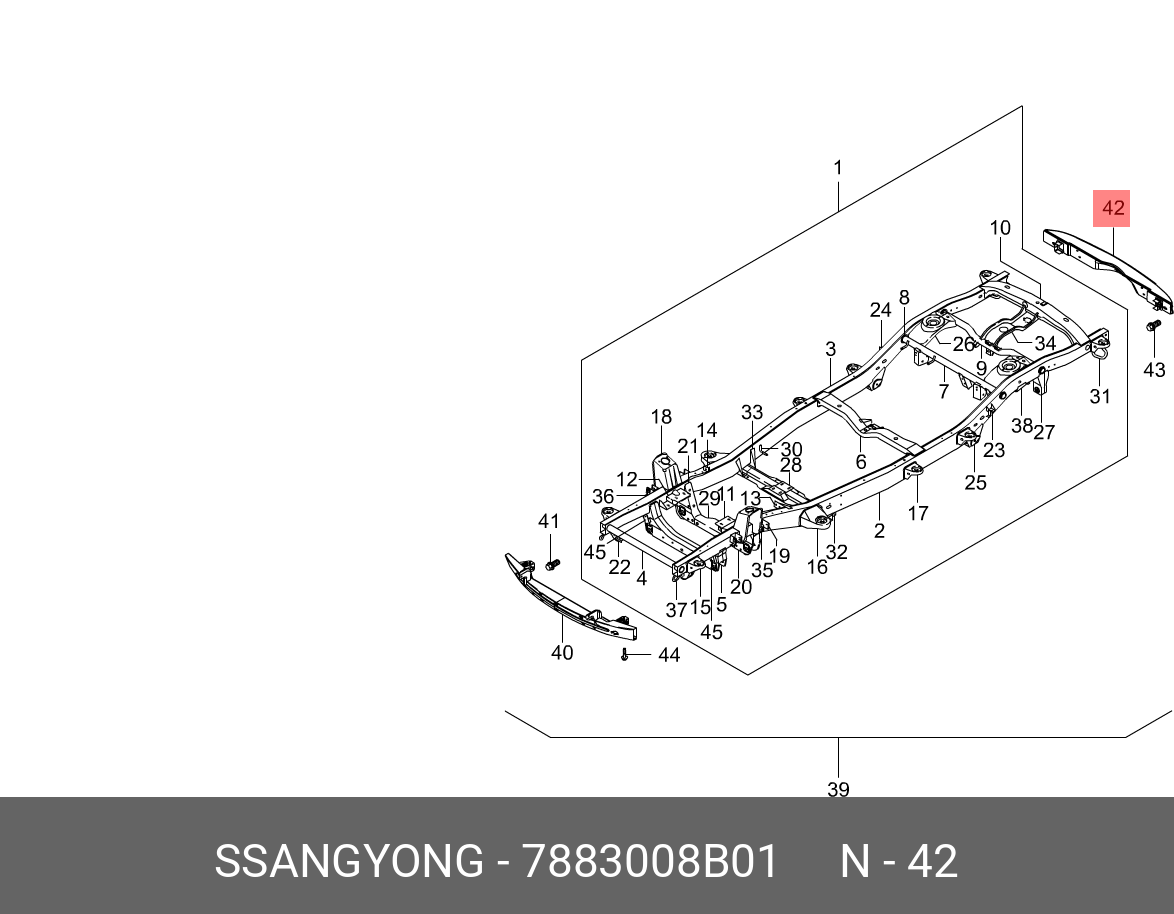 7883008B01 SSANG YONG Усилитель бампера переднего