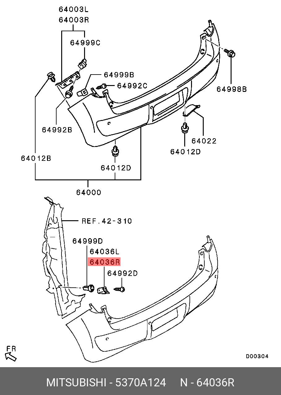 5370A124 MITSUBISHI PLATE,RR BUMPER FACE SUPPORT,RH