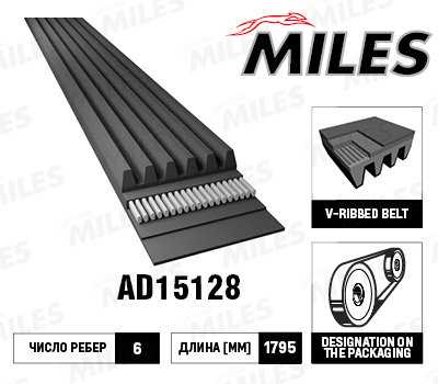 AD15128 MILES Ремень приводной поликлиновой