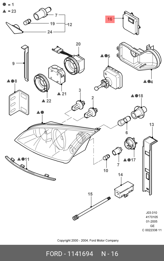 1141694 FORD Модуль ксеноновой фары mn01