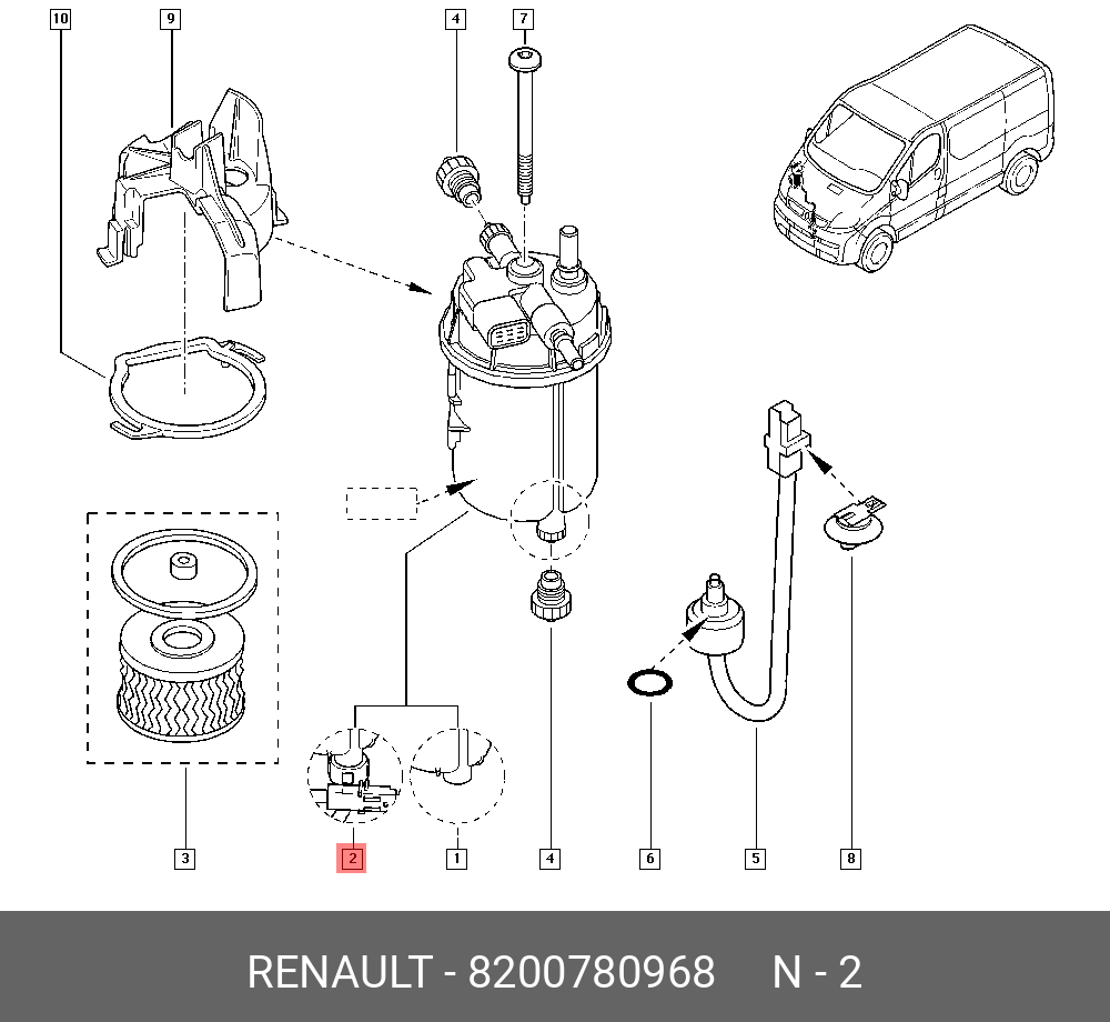 8200780968 RENAULT Топливный фильтр 8200780968 RENAULT Топливный фильтр