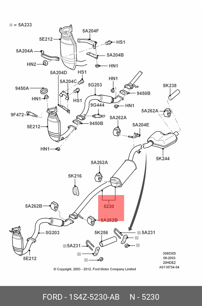 1S4Z5230AB FORD Muffler Asy