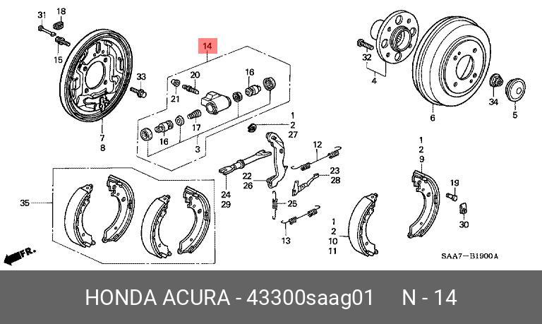 43300SAAG01 HONDA Колесный тормозной цилиндр