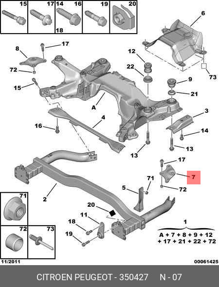 350427 PEUGEOT-CITROEN КРОНШ.СТЕКЛООЧ. LH