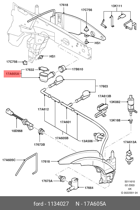 1134027 FORD Заливная горловина бачка стеклоомывателя / FORD Focus-I 98~