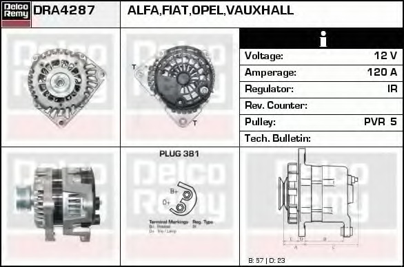 DRA4287 DELCO REMY Генератор