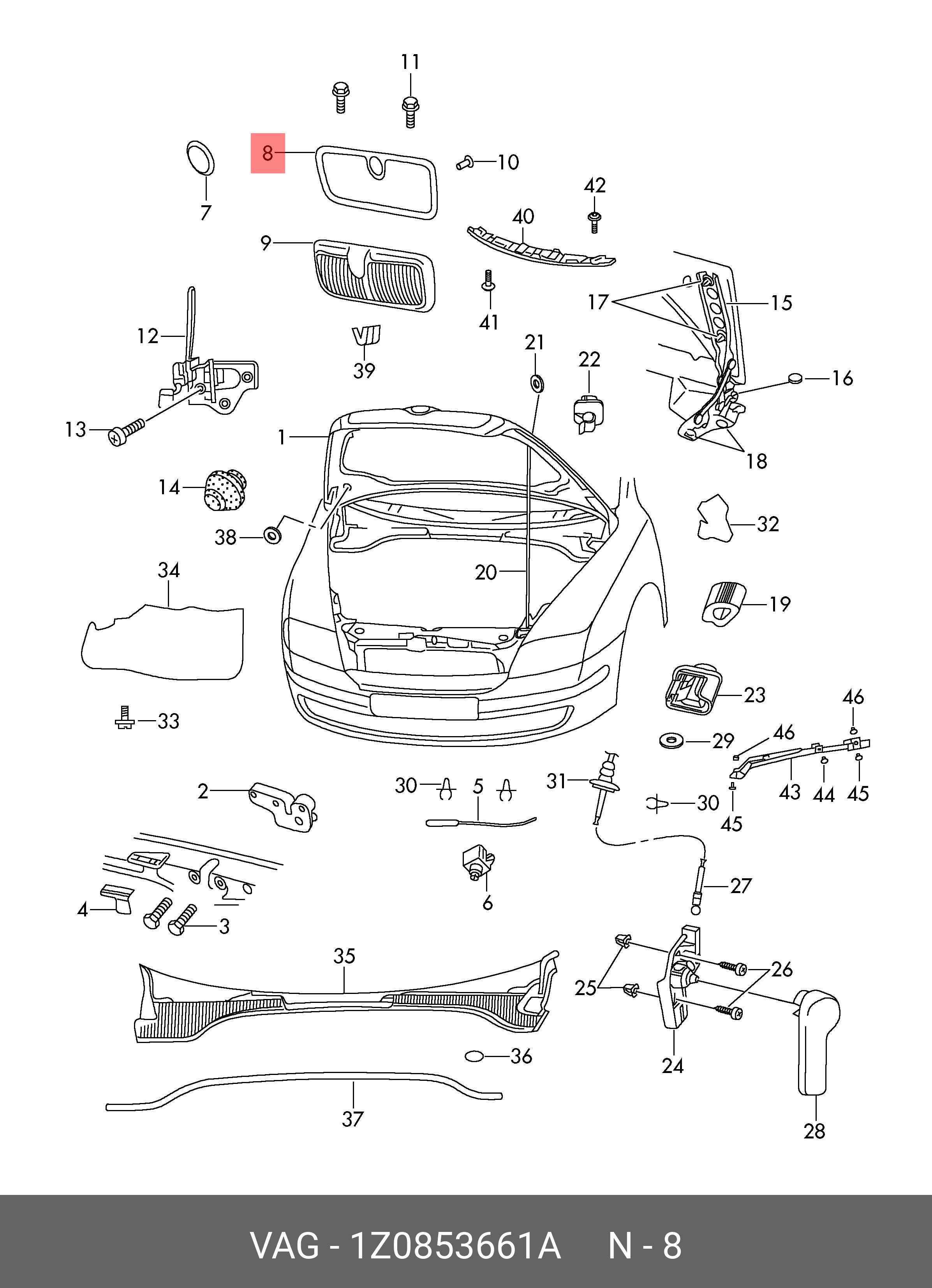 1Z0853661A VAG Решетка радиатора