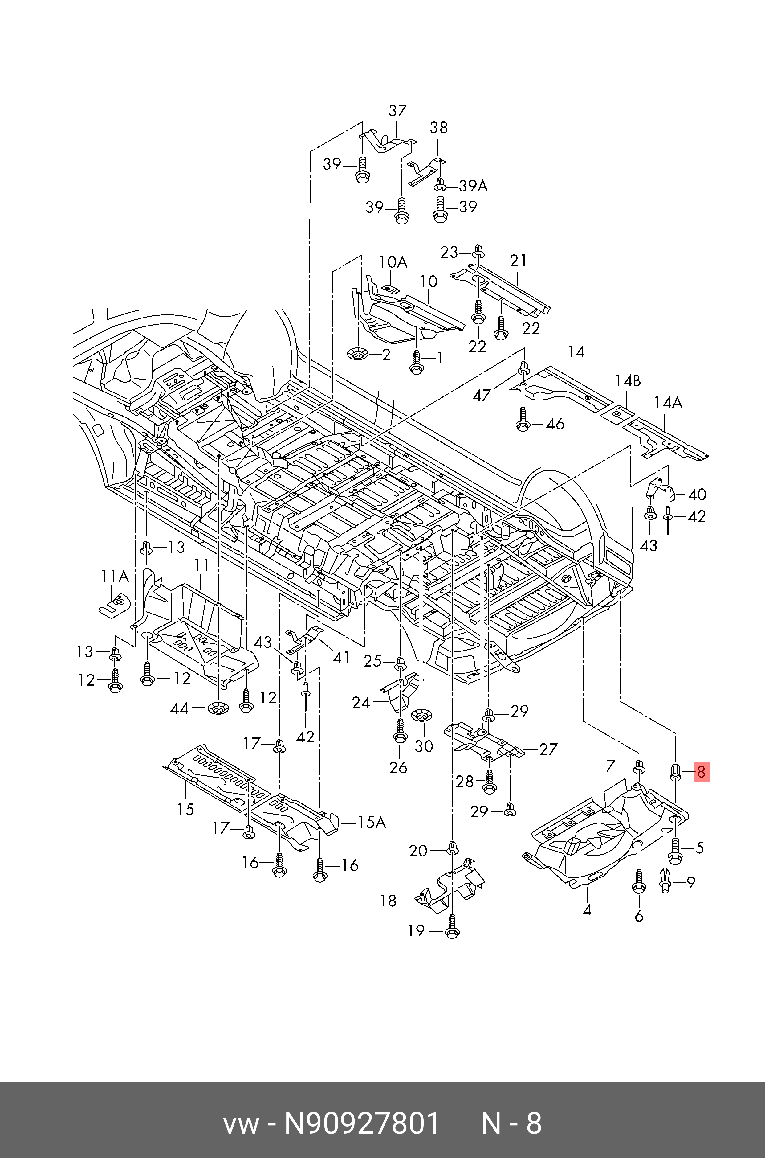 N90927801 VAG Гайка, глухая неподвижная