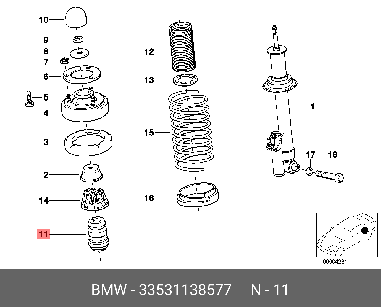 33531138577 BMW Доп.амортизатор Зд