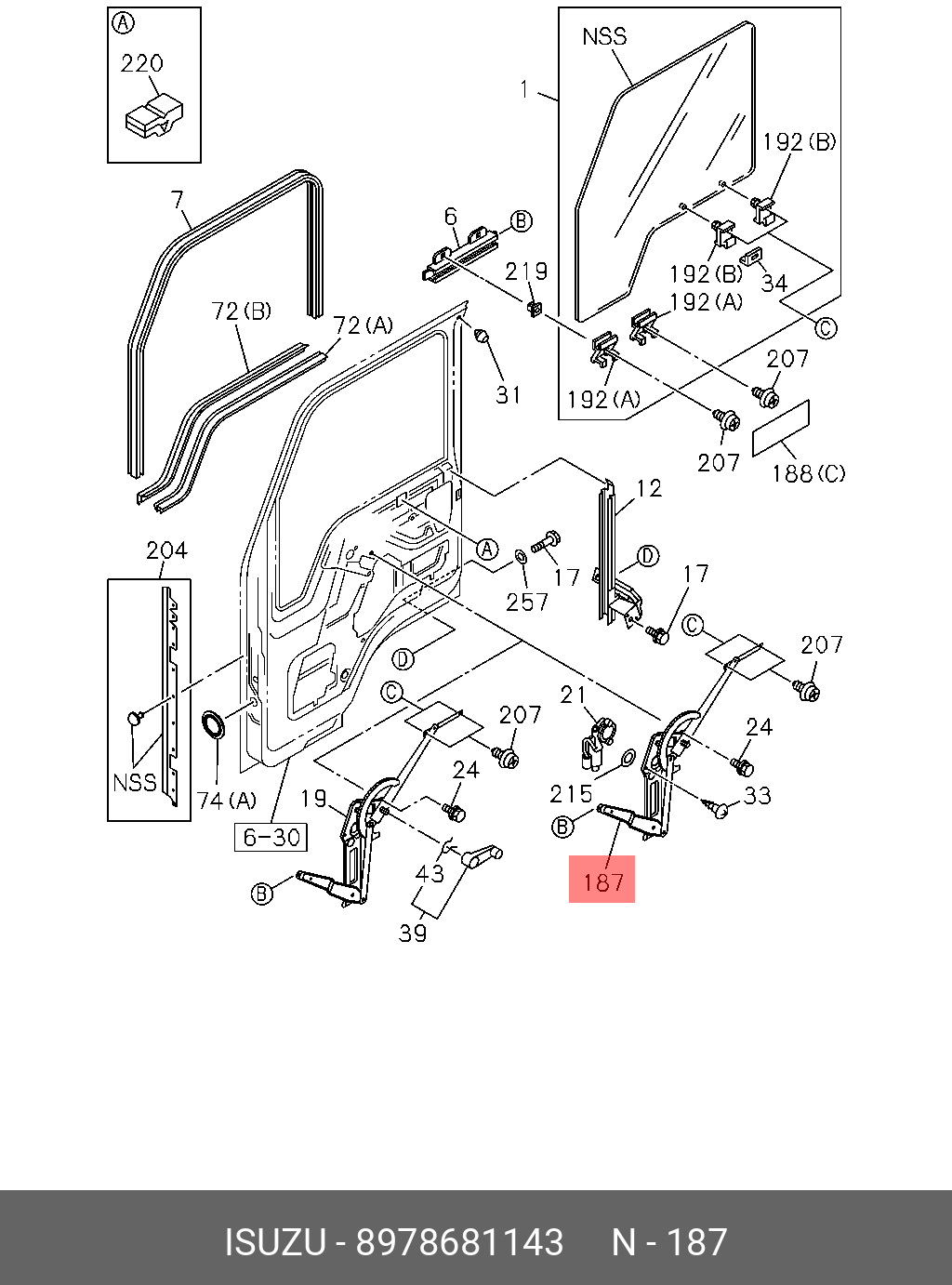 8978681143 ISUZU REGULATOR ASM; DOOR