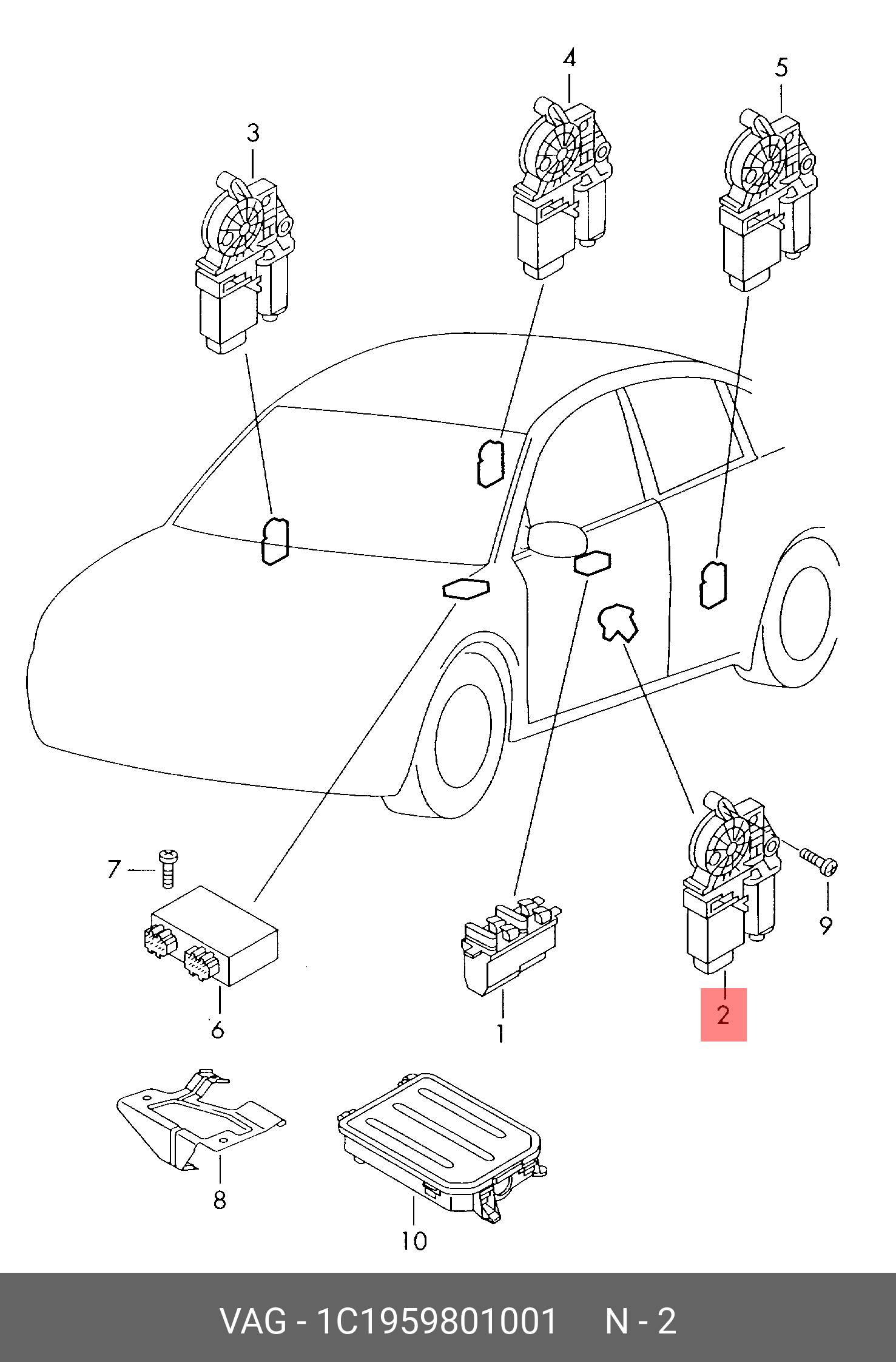 1C1959801001 VAG Мотор стеклоподъёмника