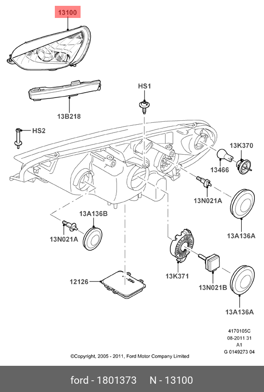 1801373 FORD Фара правая (ксеноновая) / FORD S-Max,Galaxy 06~