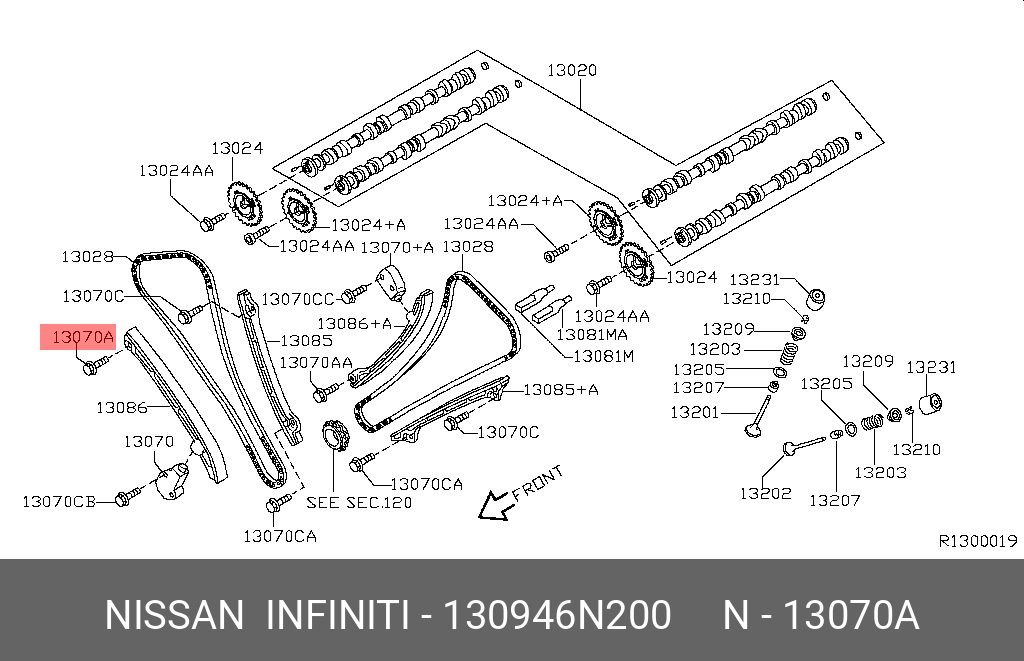 130946N200 NISSAN БОЛТ С ШЕСТИГРАННОЙ ГОЛОВКОЙ