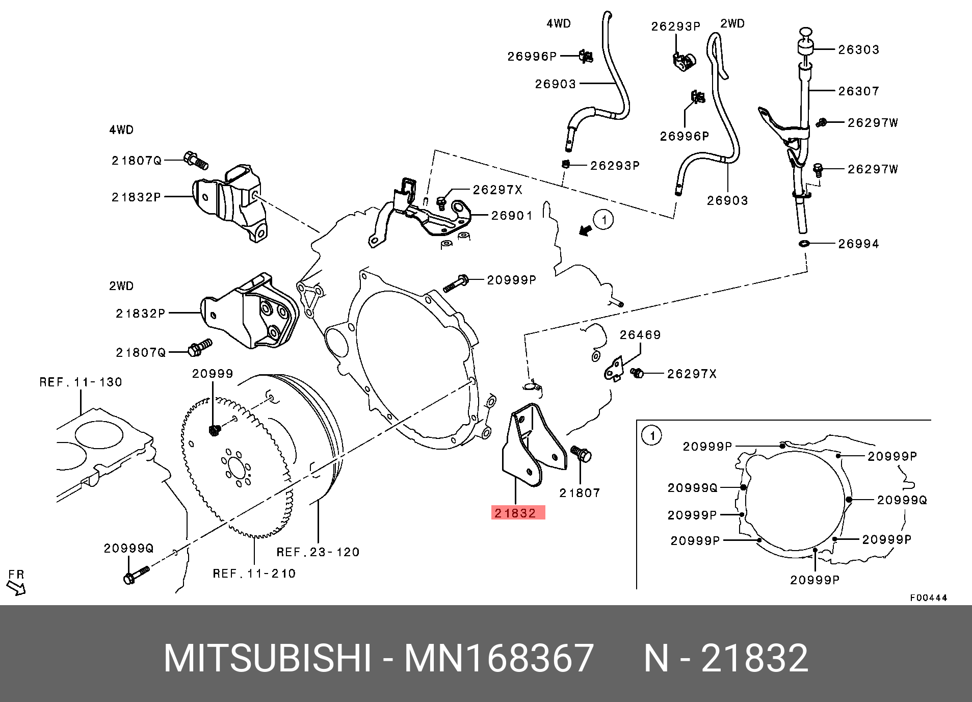 MN168367 MITSUBISHI Кронштейн корпуса трансмиссии