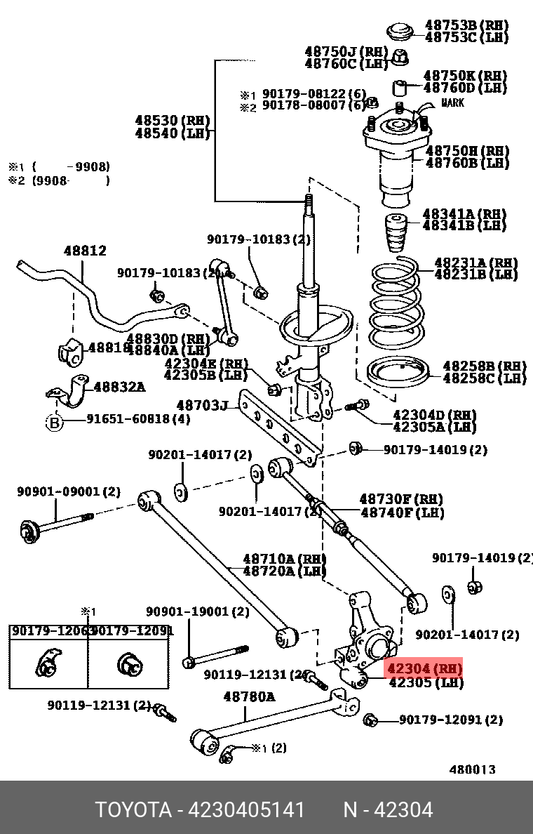 4230405141 TOYOTA Цапфа правая задняя
