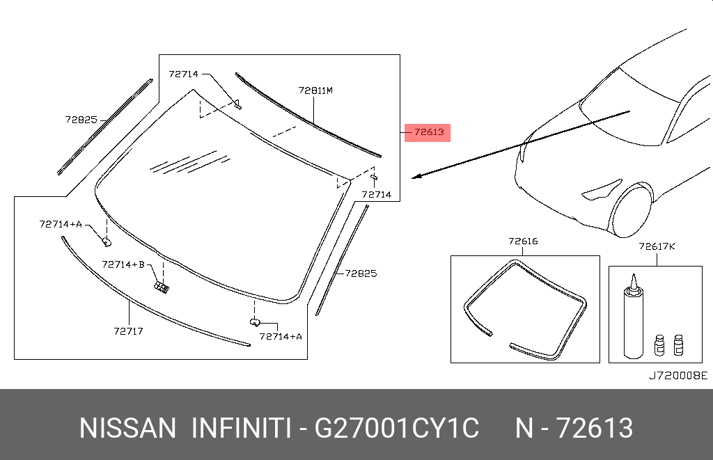 G27001CY1C NISSAN Стекло ветровое