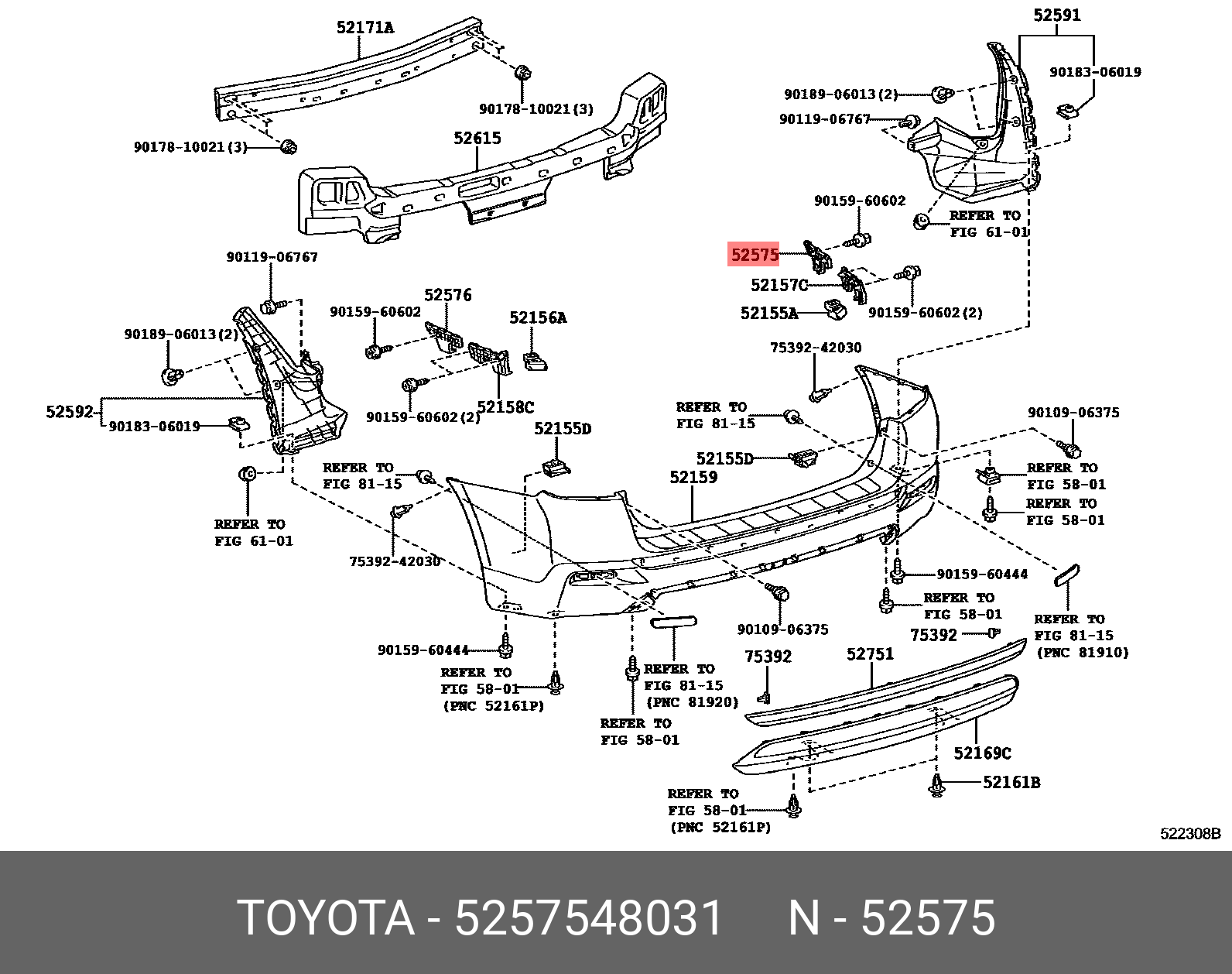 5257548031 TOYOTA КРОНШТЕЙН БАМПЕРА