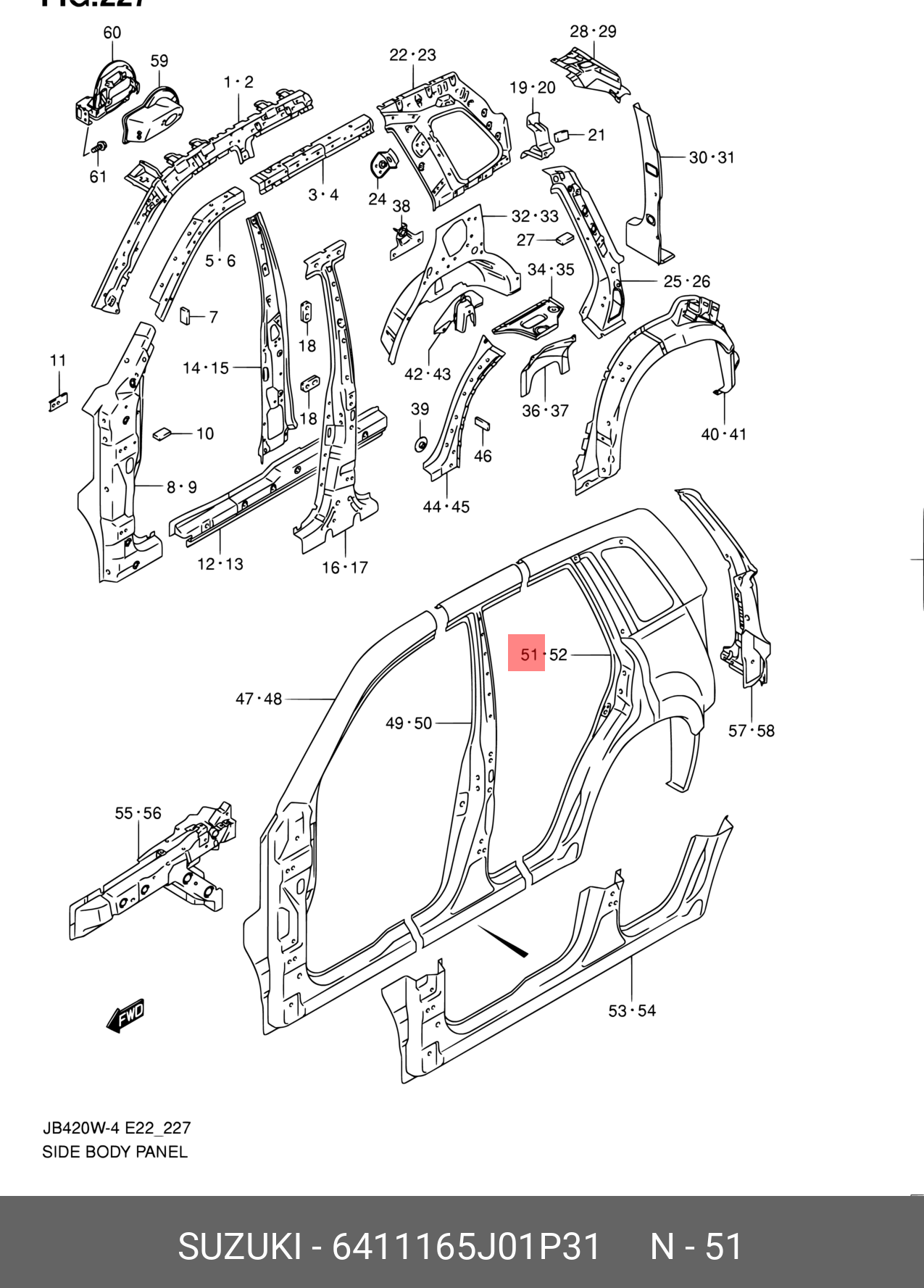 6411165J01P31 SUZUKI КРЫЛО ЗАДНЕЕ, ПРАВОЕ