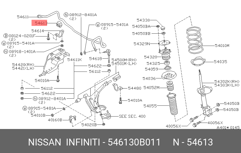 546130B011 NISSAN ВТУЛКА СТАБИЛИЗАТОРА