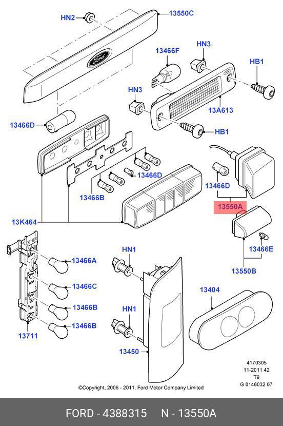 4388315 FORD Фонарь освещения номерного знака / FORD Transit 2000~
