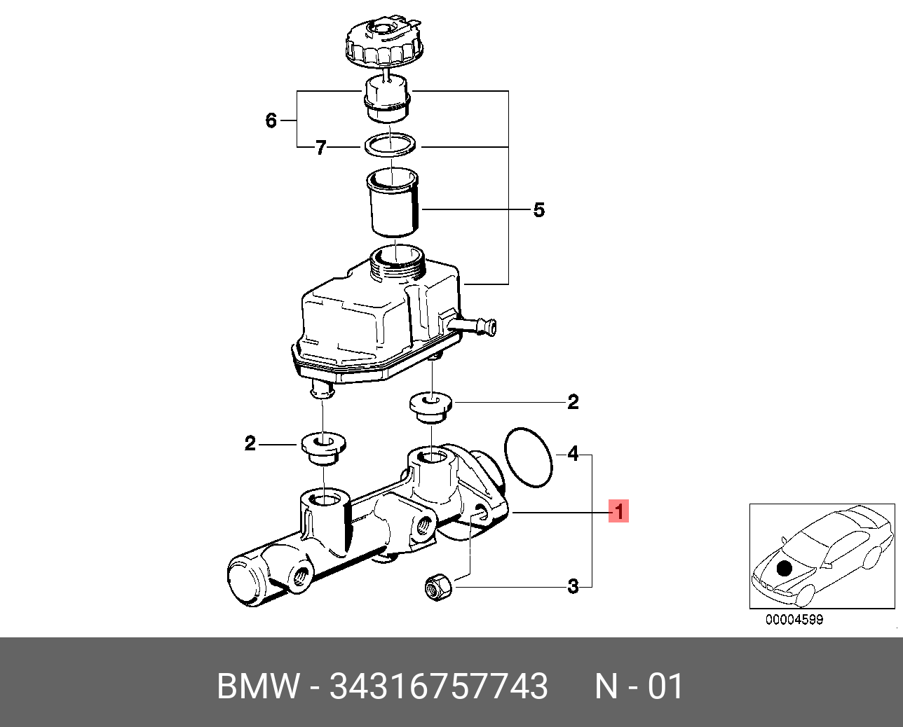 34316757743 BMW Главный тормозной цилиндр
