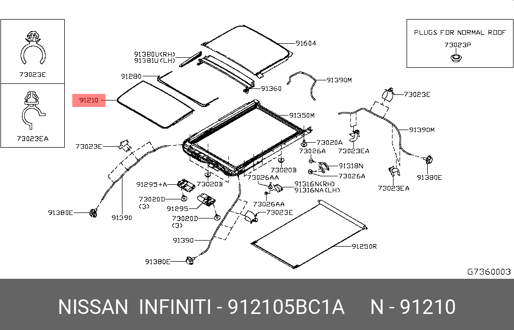 912105BC1A NISSAN СТЕКЛО ЛЮКА
