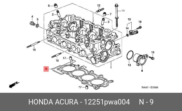12251PWA004 HONDA ПРОКЛАДКА ГБЦ МЕТАЛЛИЧЕСКАЯ МНОГОСЛОЙНАЯ