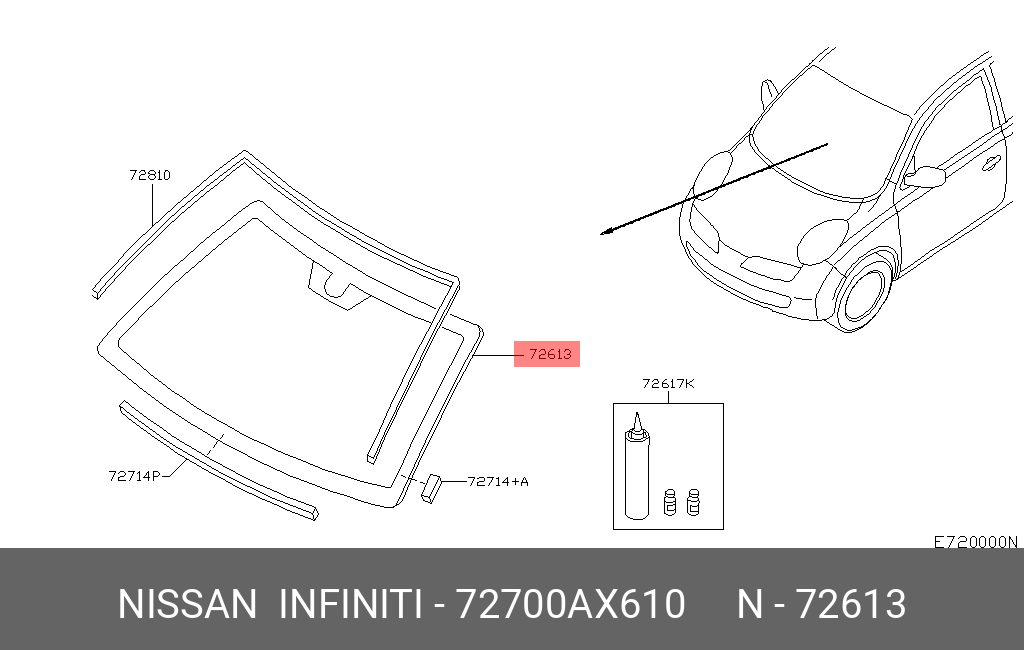 72700AX610 NISSAN ЛОБОВОЕ СТЕКЛО ЛАМИН