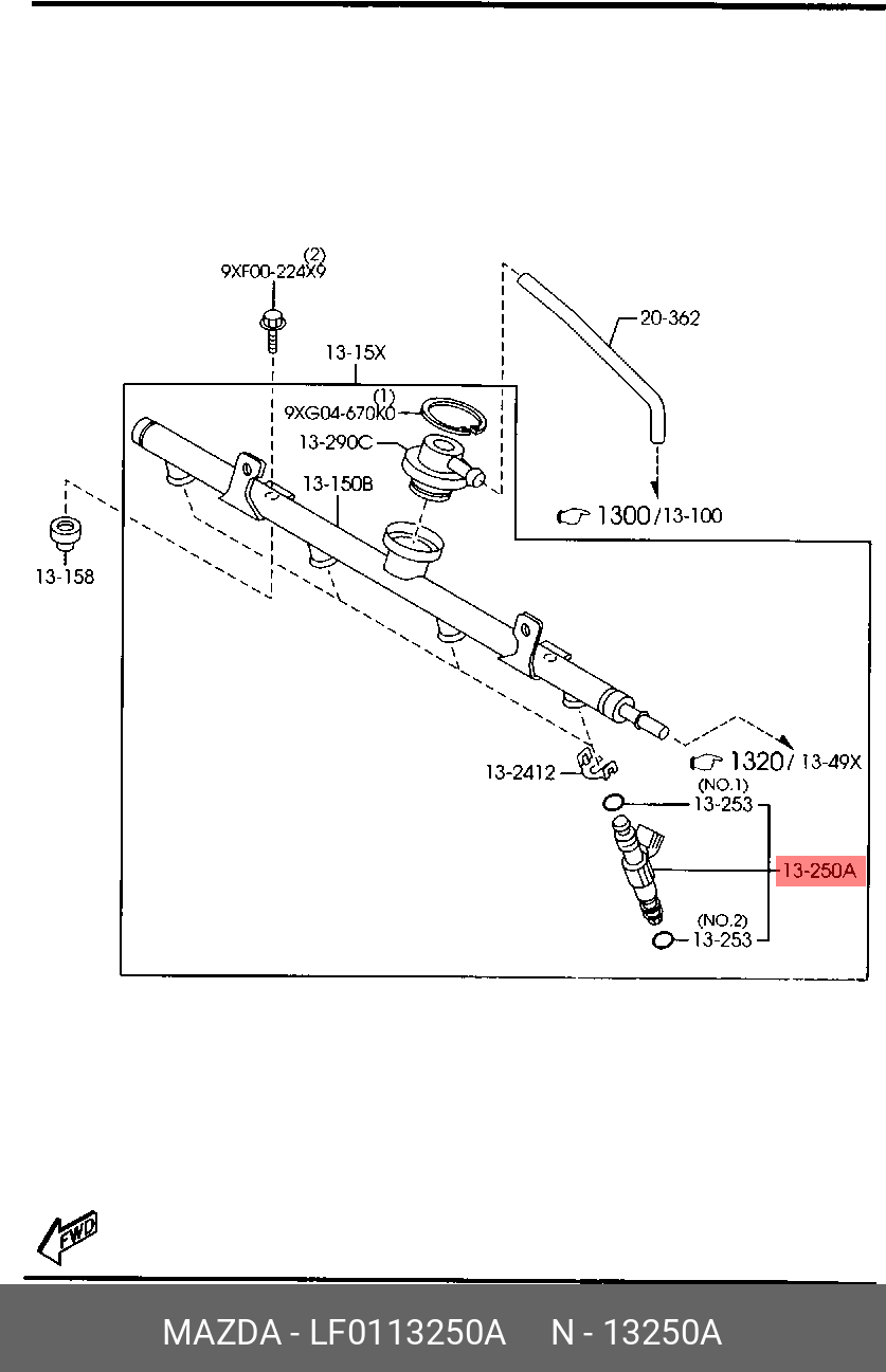 LF0113250A MAZDA ФОРСУНКА ТОПЛИВНАЯ